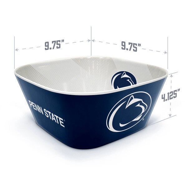 large melamine party bowl with Penn State, Athletic Logos, and measurements